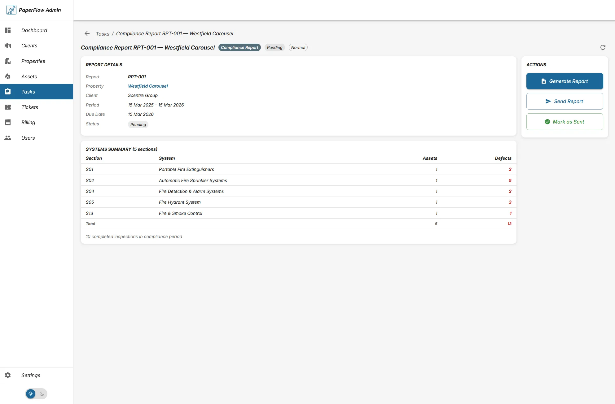 PaperFlow compliance report - light mode
