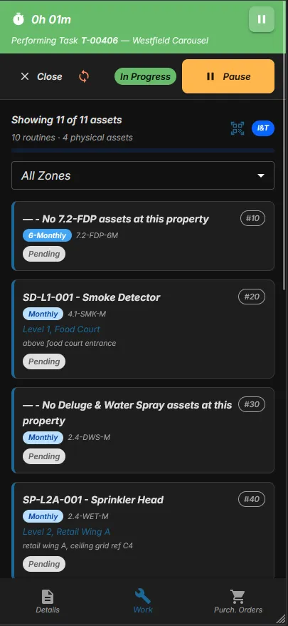 PaperFlow mobile inspection - dark mode